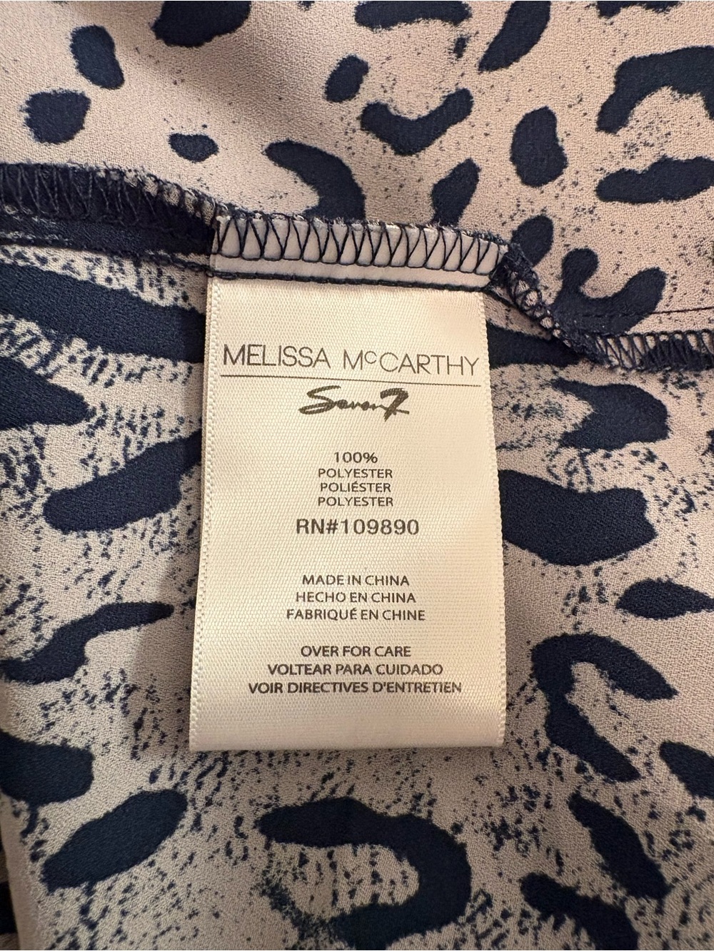 Melissa McCarthy Navy and Gray Leopard Pintuck Tunic - Picture 6 of 7